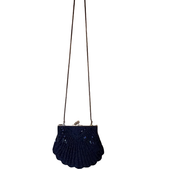 ADY vintage Beaded Evening Bag | Navy Blue | Chain Strap - Picture 3 of 6
